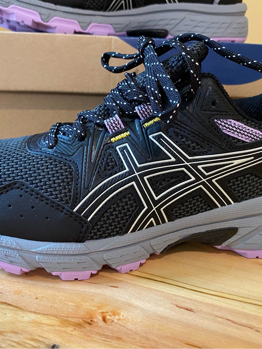 Asics Black Sneakers with Lavender and Gray Accents